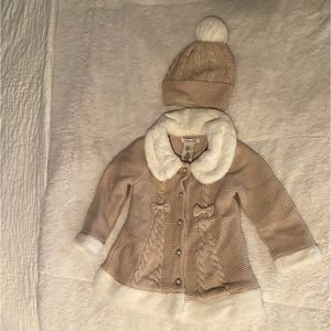 Rachel Zoe Toddler 3T Fur Lined Sweater Jacket with Hat